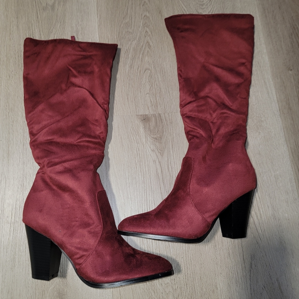 Forever | 3" womens suede heeled zip up boots